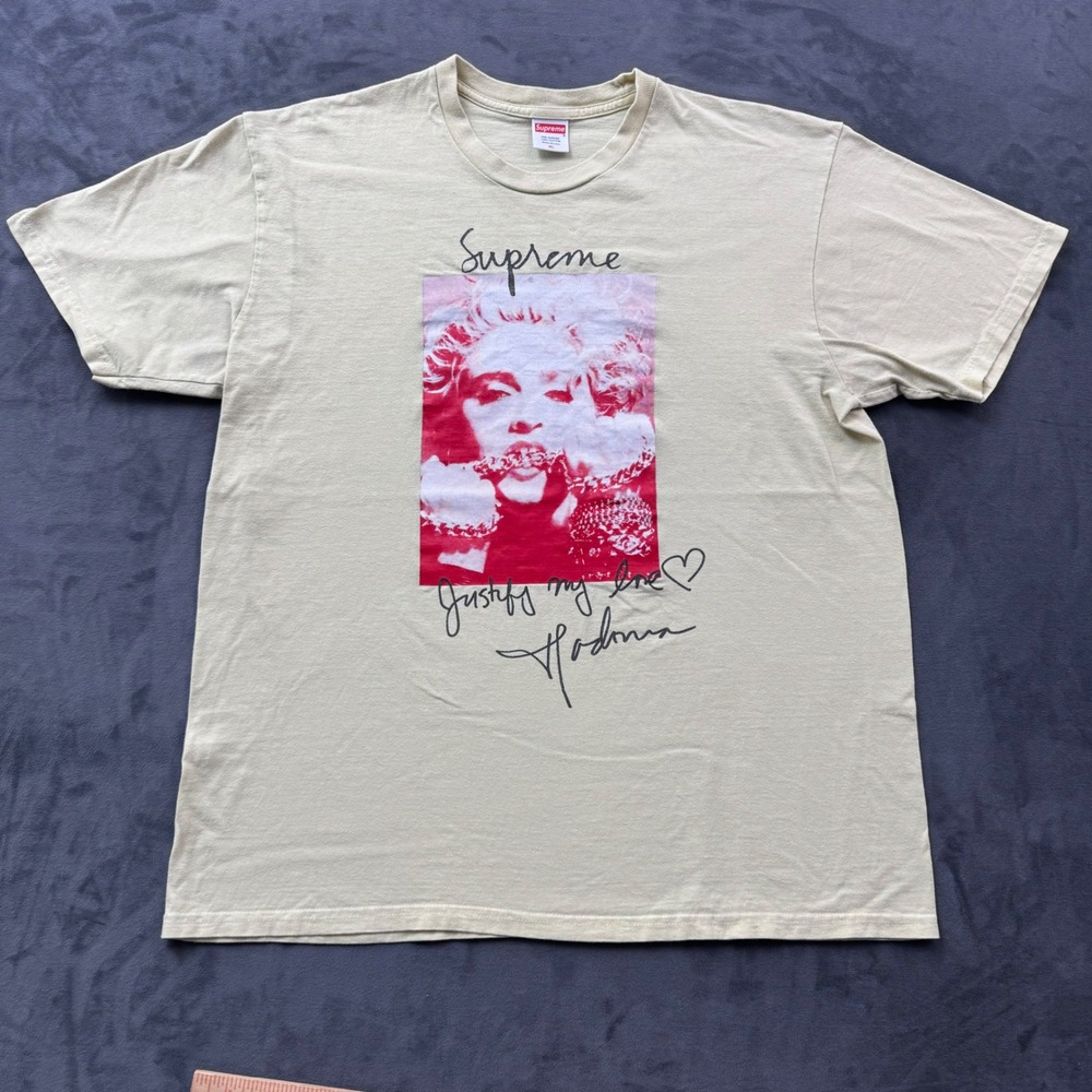 Supreme Madonna Tee FW18 Tan Justify My Love Graphic T-Shirt XL